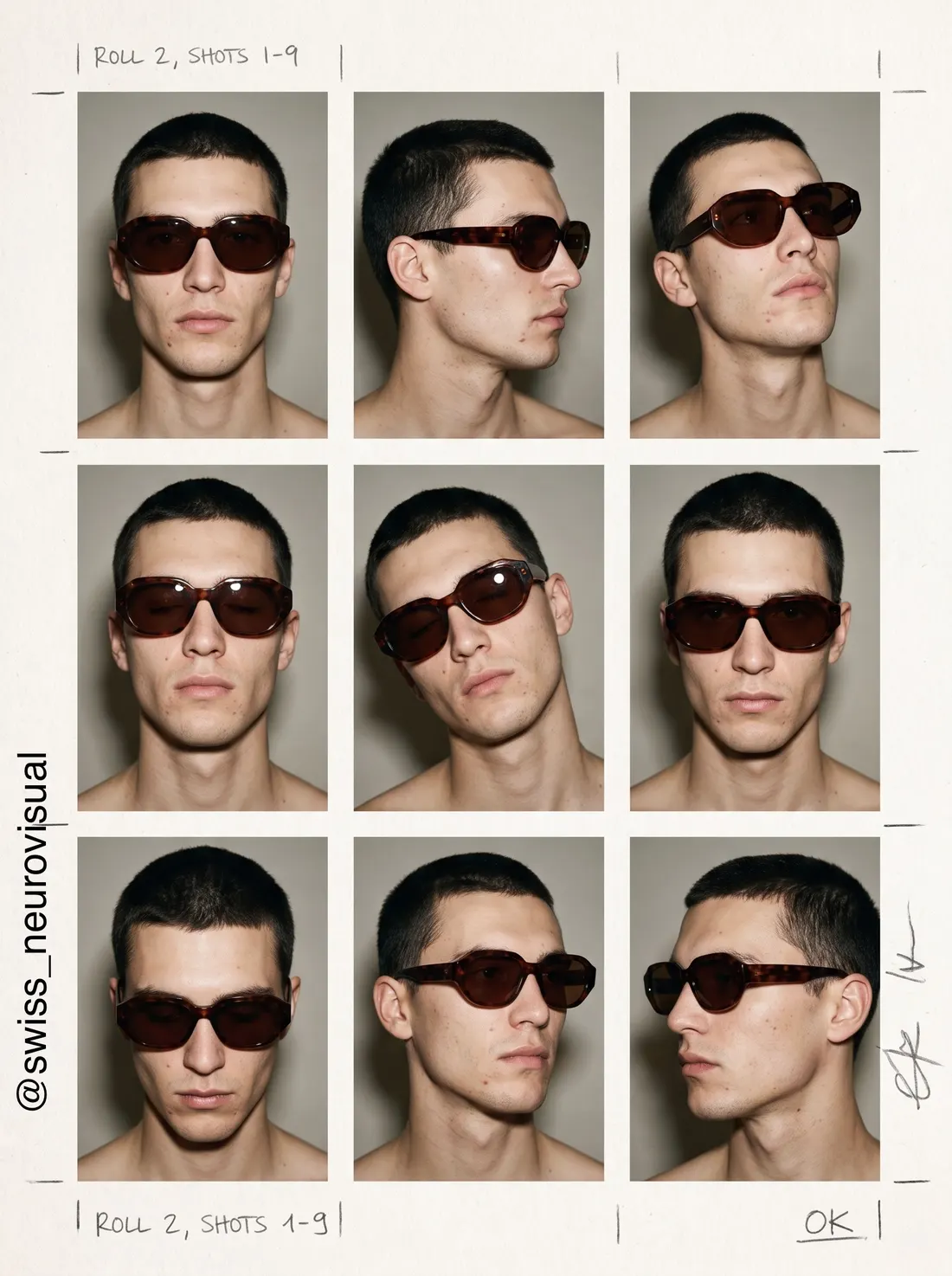 AI photography — eyewear contact sheet